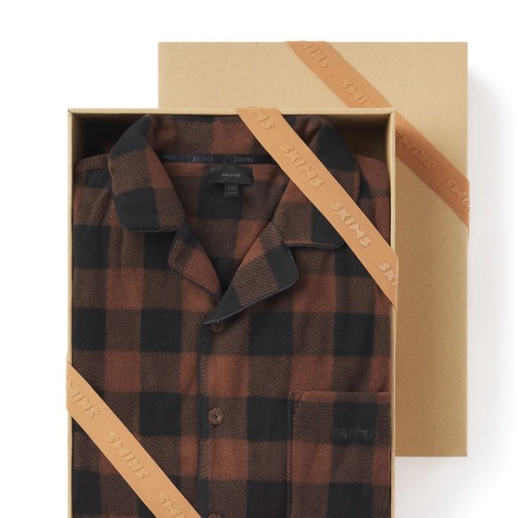 SKIMS SET - Fleece Sleep Pajama Set Shirt and Pants Jasper Buffalo Check Size 2X - Picture 4 of 7